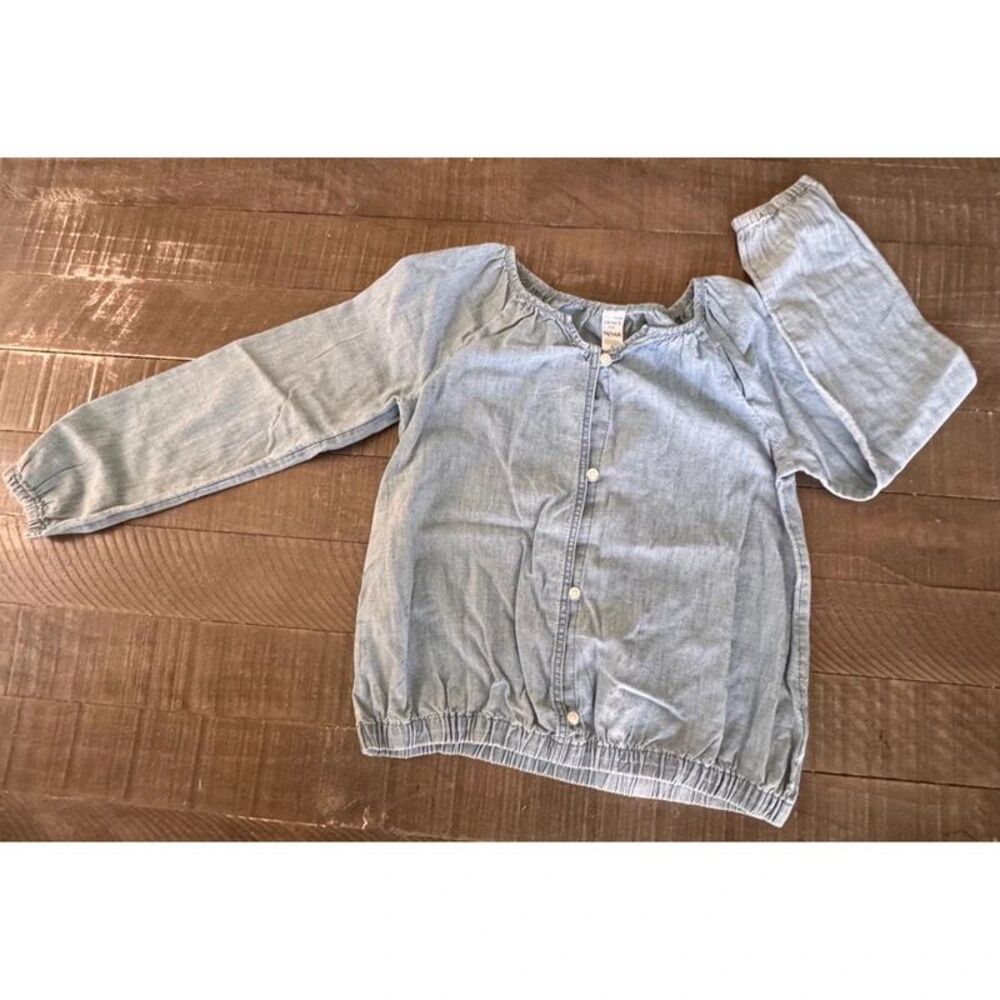 Carters Girls Button Front Long Sleeve Denim Shirt